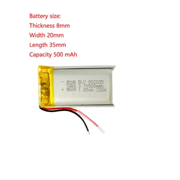 802035 Литиево-полимерна батерия от 3.7 На 500 ма батерия, която се презарежда малък Липо за смарт часа, на секретаря на шофиране, за следене на налягането в гумите