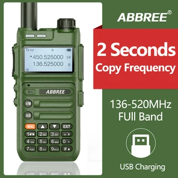 ABBREE AR-F5 Безжична Копирующая Честотна Радиостанция 136-520 Mhz Полнодиапазонная 10 W Мощен 5800 ма Дальнобойная Двустранно радиостанция