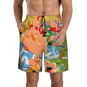 Asterix Obelix/мъжки плажни шорти за фитнес, быстросохнущий бански костюми, забавни улични 3D късометражни филми