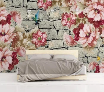 Beibehang Потребителски тапети 3d стенопис цвете papel de parede каменна стена ТЕЛЕВИЗИЯ фон тапети хол и спалня 3d тапети