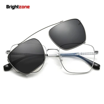 Brightzone 2023 Модерни Оптични Рамки За Очила Мъжки Слънчеви Очила С Клипсой, Поляризирани Магнитни Точки За Предписване На Очила Rx