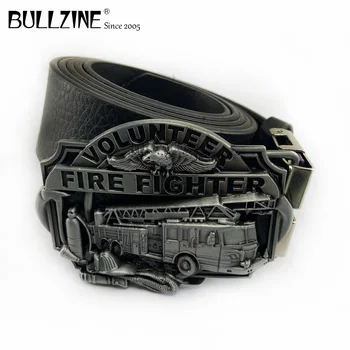 Bullzine цинк сплав ретро тока за колан на пожарникар Пожарна служба дънки подарък тока за колан Безплатно ПУ каишка FP-02720-1 пряка доставка