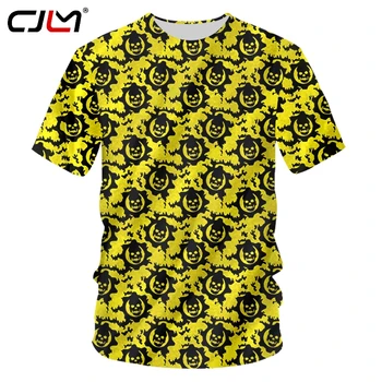 CJLM, Нови мъжки ризи, ежедневни жълта тениска с кръгло деколте и черепа, Директна доставка, Лято, Китай, 3D Тениска, Доставчици, търговия на Едро