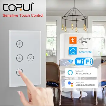 CORUI WIFI Sasha Smart Light Ключове фен Цифров Регулируем превключвател на вентилатора ръчно сензорен превключвател Поддръжка на Smart Life Алекса Google Home
