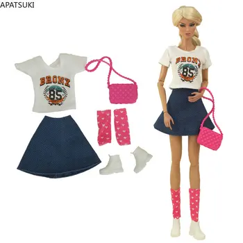 Casual облекло, облекло за Барби, комплект дрехи за кукли Барби, костюм, риза, пола, Обувки, Чорапи, Чанти, Аксесоари за кукли, Играчки