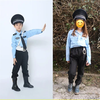 Cosplay костюм за малките момчета и момичета, служител на пътна полиция, детска униформи на полицай, комплект дрехи за Хелоуин, Карнавал, парти, сценична облекло