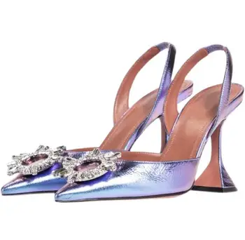 Dipsloot/женски ярко-розови, черни, бели, пурпурни копринени обувки-лодка с диаманти във формата на слънчоглед, женски сватбени обувки с остър пръсти дантела