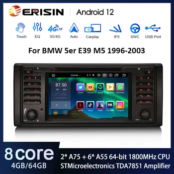 Erisin ES8539B Android 12,0 Кола Стерео GPS За BMW 5er E39 M5 DSP Безжичен CarPlay Авто 4G LTE SWC DTV BT5.1 Мултимедийно радио