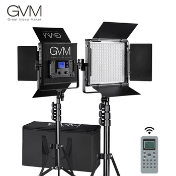 GVM 520S-B Двуцветен led Видеостудийный Фото Комплект от 2 осветителни Тела със Стойка, Сгъваема Като Бар, Мека Разпространение на Безжичен Горивото