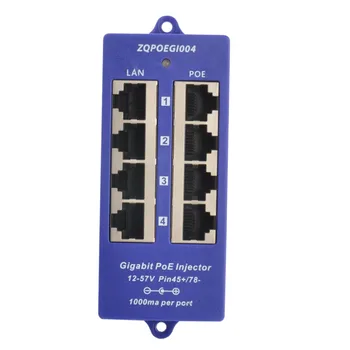Gigabit PoE инжектор, 4 порта, 1000 Mbit/s, премина панел PoE 802.3 af за IP камери MikroTik, точка за достъп Wi-Fi, режим на B