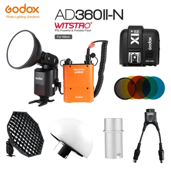 Godox AD-360 MARK II AD360II-N Мощна TTL светкавица Speedlite + Блок захранване PB960 Оранжев цвят + TTL-предавател X1T-N + Комплект софтбоксов AD-S7