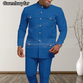 Gwenhwyfar 2022 Нов Обичай Однобортный Синьо Мъжки костюм, Мъжки Ежедневни Блейзър Slim Fit За Младоженеца-2 Опаковки, Мъжки