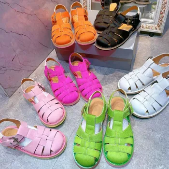 IPPEUM Gladiator Sandals Orange Women до fisherman Shoes Fuchsia Hot Pink Плосък Summer Buckle Beach Sandals Рибарски дамски сандали