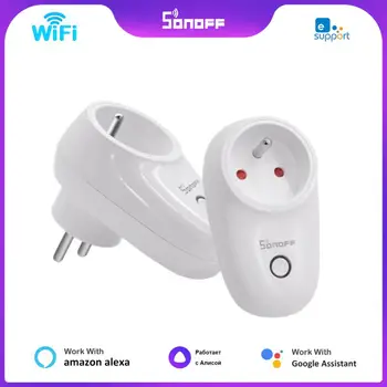 Itead SONOFF S26 WiFi Smart Plug DE FR EU Електрически контакт Безжична изход Таймер дистанционно управление Работи с Алекса Google Home