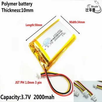 JST PH 1.0 mm 3 pin добро качество 3,7 В, 2000 ма 103450 Полимерна литиево-йонна батерия за таблети, GPS, mp3, mp4