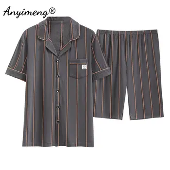 L-3XL мъжки модальная готина пижама, лятна жилетка, Панталони, пижами за момчета, модерен джентълменско пижамный комплект, Елегантно облекло за почивка