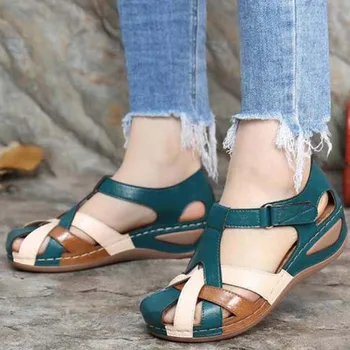 L Дамски сандали Лято 2023 г., римски дамски сандали, Модни Дамски Обувки на платформа, Градинска Дамски Плажни обувки-Големи Размери