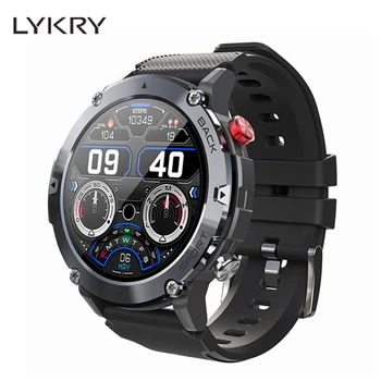 LYKRY C21 Смарт часовници за мъже, уличен фитнес тракер, спортен гривна, Bluetooth-предизвикателство, IP68, водоустойчив умни часовници с дълъг режим на готовност 2023