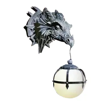 Led Окачен лампа с динозавром, фенер, Украса за парти на Хелоуин, индустриален Стил, смола, Главата на Дракона, занаяти, окачена лампа с дракон