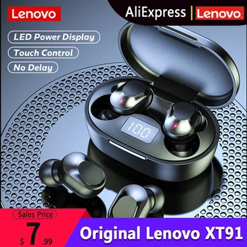 Lenovo XT91 TWS Безжични Bluetooth Слушалки С Докосване Музикални Слушалки С Шумопотискане Слушалки Водоустойчиви Слушалки с Микрофон