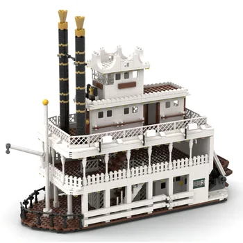 MOC Творчески строителни блокове серия Ship Western Paddle Steamer, високотехнологични тухли за изграждане, изграждане на детски Играчки, Подаръци