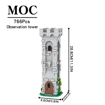 MOC5054 Военна Средновековна сцена Пазител на Наблюдателна кула Войници, Съвместими фигурки, градивен елемент, играчки за Деца, подаръци