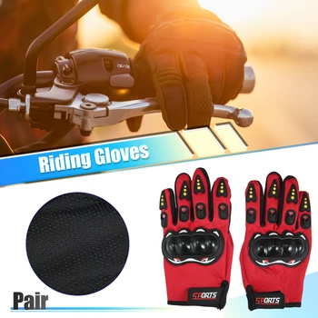 Motoforti, 1 чифт ръкавици за езда, втулки за мотоциклет, колоездене, туризъм, спортно шофиране, тичане, каране на ски, ръкавици на всички пръсти червен цвят