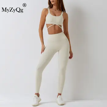 MyZyQg Женски спортен сутиен за йога на открито, гамаши, брючный костюм, устойчив на удари комплект от две части с висока талия, дрехи за фитнес, монтиране костюм