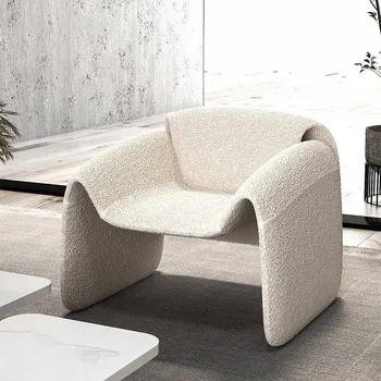 Nordic Light Луксозен диван-стол от овче руно, домашен Дизайнерски мързелив диван-стол, Лесен Луксозен хотелски просто случаен диван
