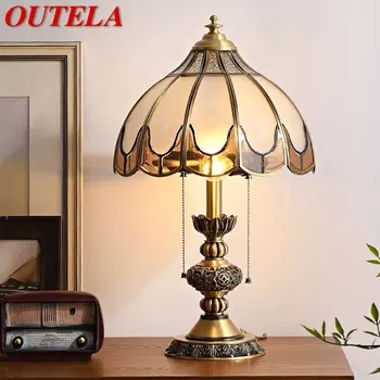 OUTELA Европейската латунная настолна лампа LED Модерна и креативна луксозна медни нощно шкафче за домашен интериор хол спалня