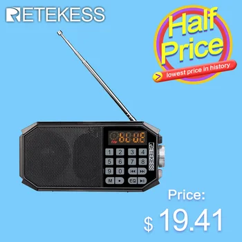 Retekess TR610 Радио FM Bluetooth Преносими Радиостанции mp3-Плейър с Жак за слушалки, Поддръжка TF карта, U-Диск за Запис на Цифров Ключ