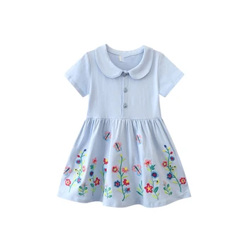 SAILEROAD/от 2 до 7 години, нови памучни летни детски рокли принцеса с къс ръкав и цветя, детска пола за момичета, модни дрехи