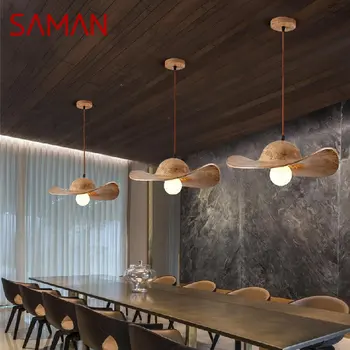 SAMAN Nordic Hat Окачен Лампа в Скандинавски Стил, Led Модерна и Креативна Проста Полилей за Домашна Трапезария, Бар Декор