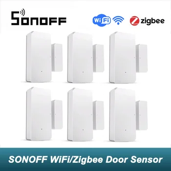 SONOFF DW2 WiFi Интелигентен магнитен датчик за врата/прозорец, интелигентен дом, eWeLink, отдалечени сигнали, уведомления Работи с Алекса Google Home