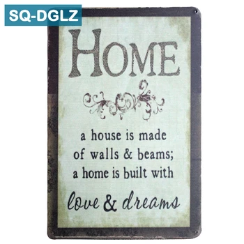 [SQ-DGLZ]Hot HOME Is Love &Dream Метална Табела Ретро Магазин за Стенен Интериор Стари Метални Изделия Начало Декор Живопис Стикери Художествен Плакат