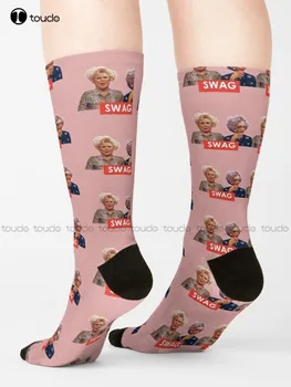 Swag Силвия Fine, баба Йетта, Swag The Nanny, чорапи за гледане на деца за момичета, бели Чорапи Улични чорапи за скейтборд, подарък за Коледа, удобни