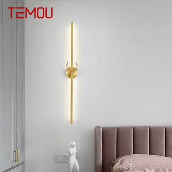 TEMOU Модерен Златен Led монтиран на стената Лампа в Ивица от 3 Цвята, Специално Творчески Бронзова Лампа-сутиени за Преминаване, Легла, Всекидневна Декор