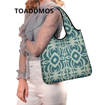 TOADDMOS Класически чанта-тоут с геометричен модел в племенно стил, дългогодишна преносима множество пазарска чанта за пикник, пазаруване, пътуване, Maleta