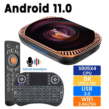 Transpeed Android 11,0 TV Box 8K 3D 1000M BT4.0 Amlogic S905X4 HD 2,4 G и 5,8 G 802.11 AC Бърз Wifi медия плеър телеприставка