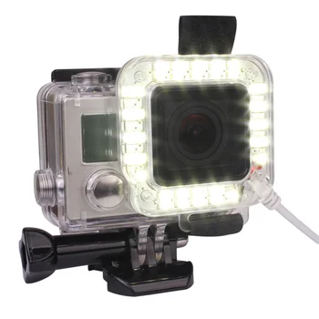 USB 20 LED Пръстен за обектива екшън-камера, Нощно заснемане, светкавица, заполняющий светлина, лампа за GoPro Hero 4 3 + 3, Водоустойчив корпус, калъф