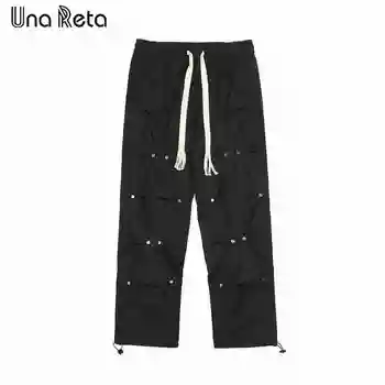 Una Reta Ежедневни мъжки панталони, Нови панталони в стил хип-хоп с нитове, спортни панталони в стил харадзюку, модни свободни панталони в стил пънк-рок