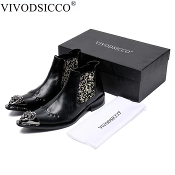 VIVODSICCO/ Модни мъжки ботильоны от естествена Кожа, Официална Модельная обувки, Обувки на 