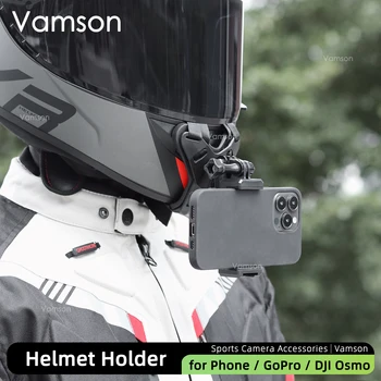 Vamson Мотоциклет Шлем Поставка за Брадичката Притежателя Клип на Притежателя на Телефона, за да Смартфон за GoPro Hero 11 10 9 8 7 Аксесоари За Фотоапарати
