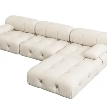 Velvet секционни диван с разтегателен открит басейн с шезлонг и оттоманкой, L-образен мек и удобен диван с мека тапицерия за хол