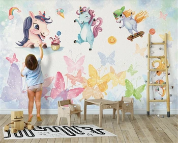 beibehang home decor тапети размер Скандинавски розов еднорог фон за украса на детска стая Papel de Pared 3D тапети