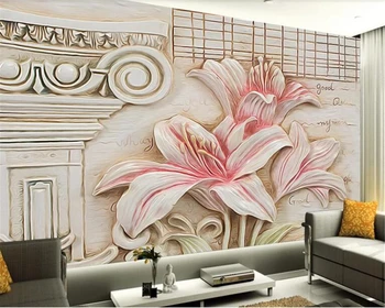 beibehang papel de parede Потребителски красиви триизмерни релефни тапети с лилия, стенни картини, дизайн на стени, тапети за стени d 3