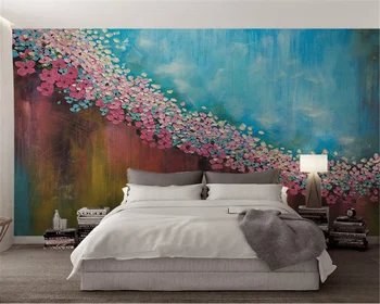 beibehang Потребителски тапети 3d creative маслени картини цветя текстура ретро разтегателен фон стена дневна спалня 3D тапети