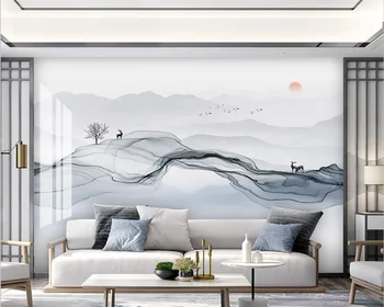 beibehang, нова китайска художествена концепция, крива пейзаж, кристаллитовый фон за телевизор, тапети, тапети за дома