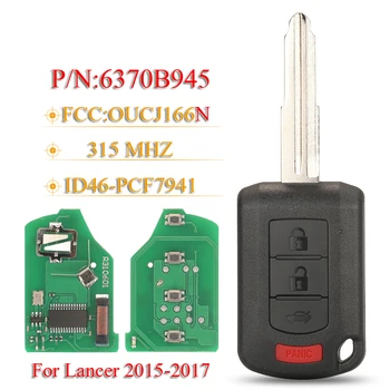 jingyuqin OUCJ166N 4 бутона за Автоматично Дистанционно Ключодържател P/N: 6370B945 315 Mhz ID46 За Mitsubishi Lancer 2015-2017 Автомобилни Аксесоари