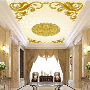 wellyu Потребителски тапети 3D тапети златен европейският модел е модел на Европейския зенит стенопис таван тапети papel de parede 3d стенописи